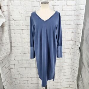 Universal Standard Pima Cotton Cocoon Dress Long Sleeve Blue Midi XS (8-10)